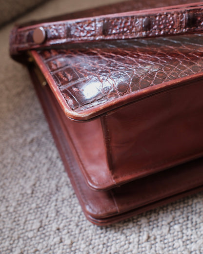 1970s Crocodile-Embossed Leather Bag