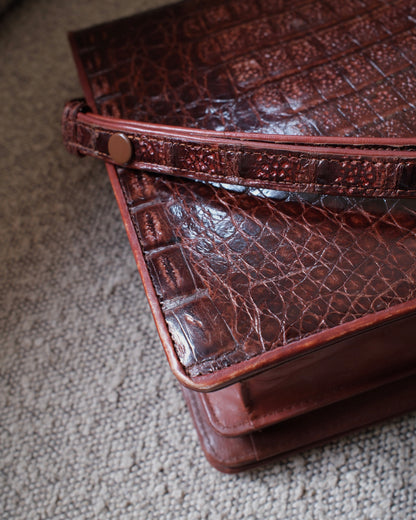 1970s Crocodile-Embossed Leather Bag