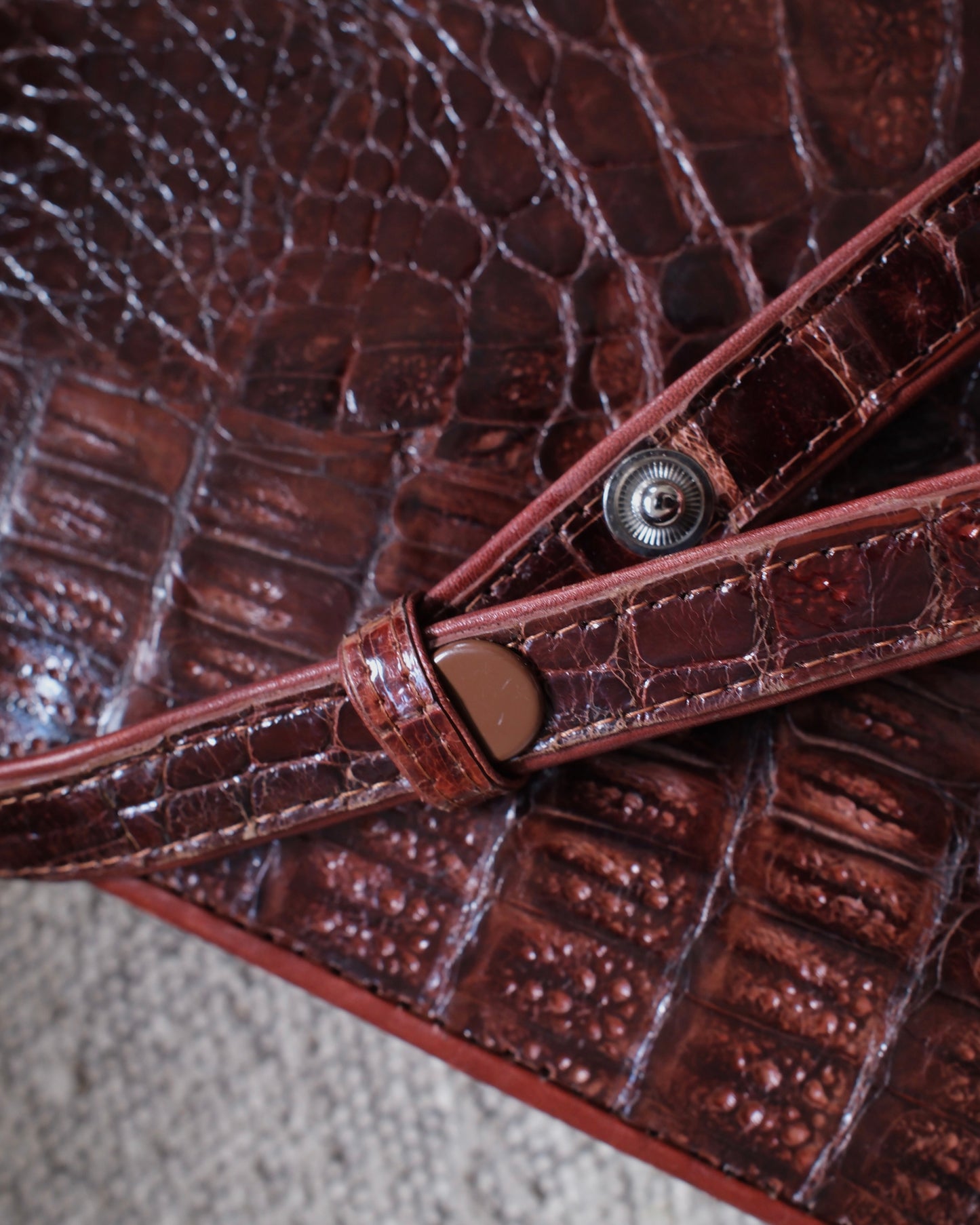 1970s Crocodile-Embossed Leather Bag