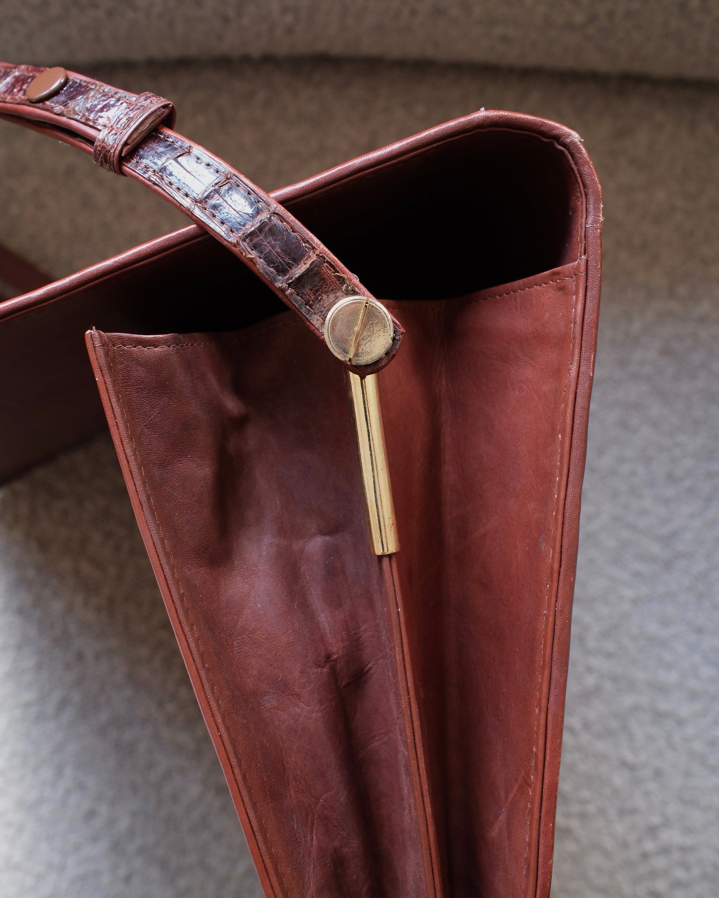 1970s Crocodile-Embossed Leather Bag