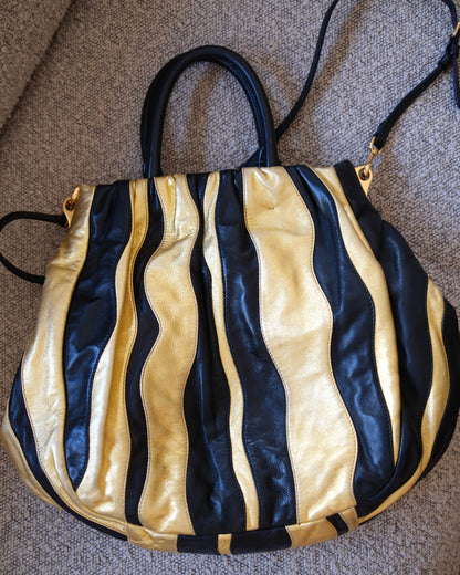 Prada Striped Leather Bag