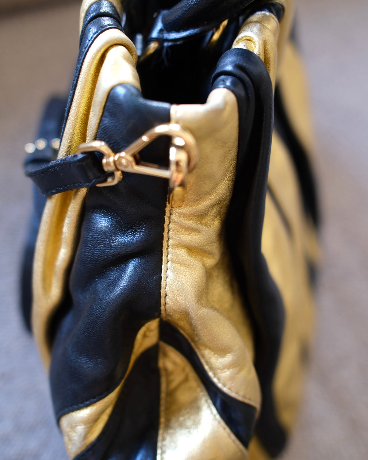 Prada Striped Leather Bag