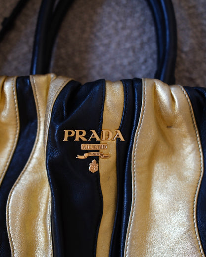Prada Striped Leather Bag