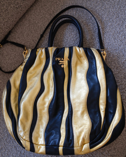 Prada Striped Leather Bag